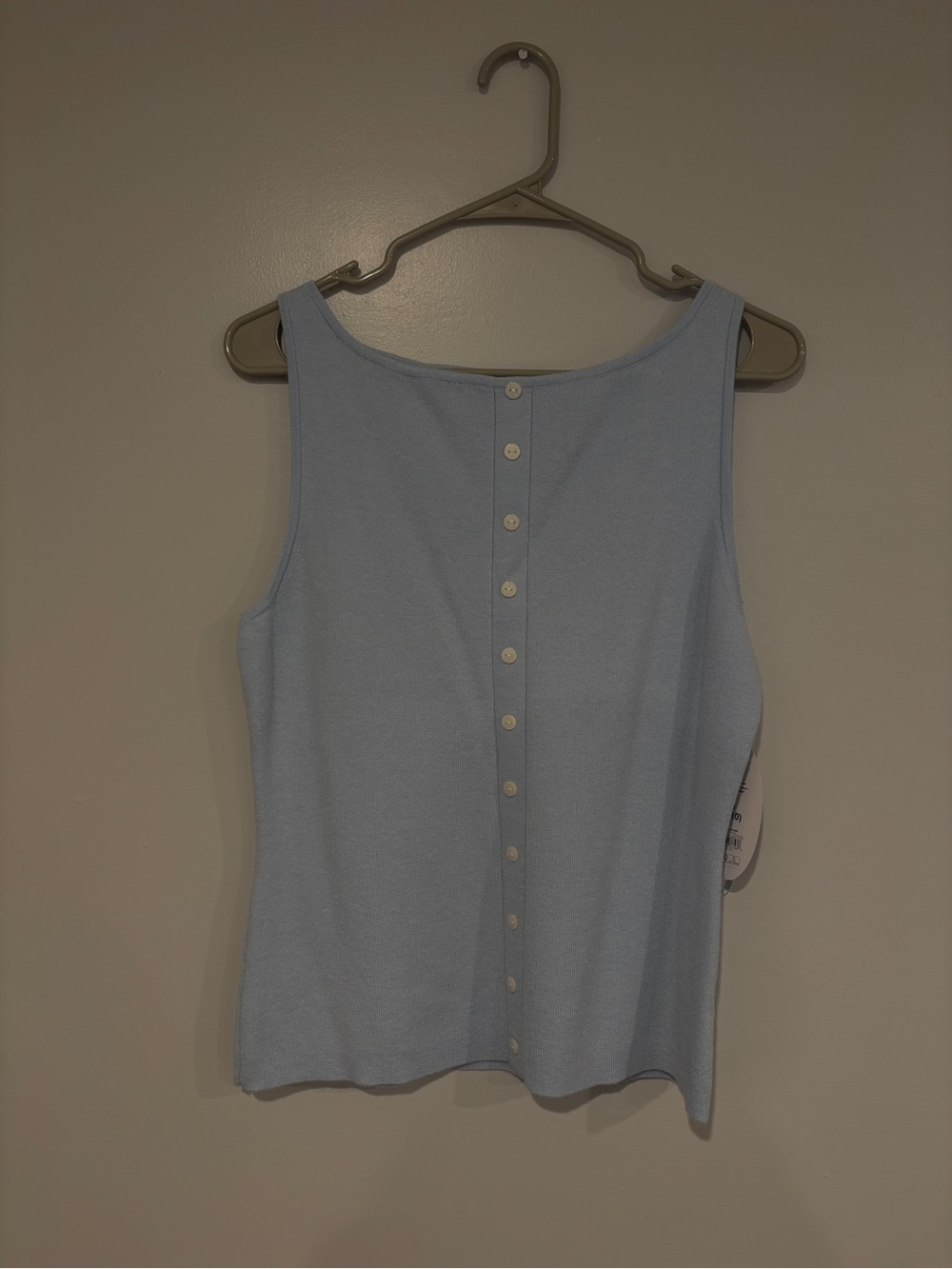Button Front Light Blue Tank Top